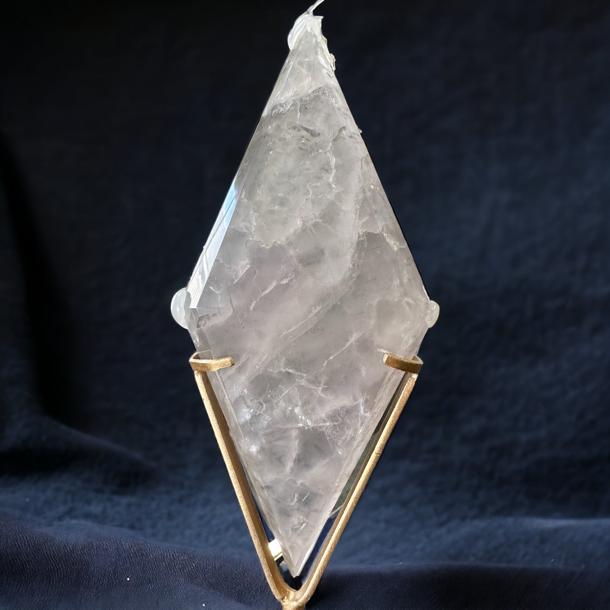 Flourite crystal diamond on stand