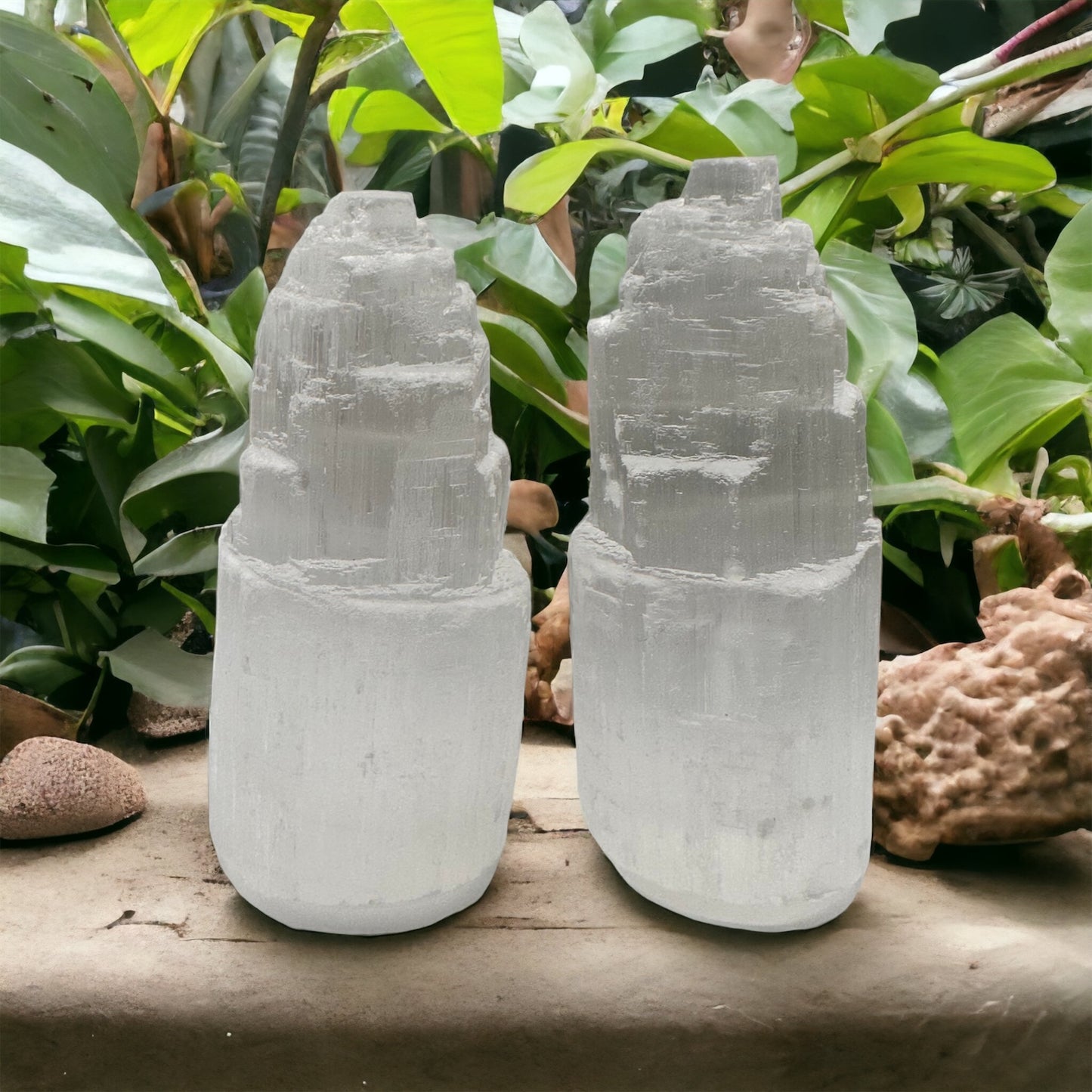 Selenite tiered crystal tower