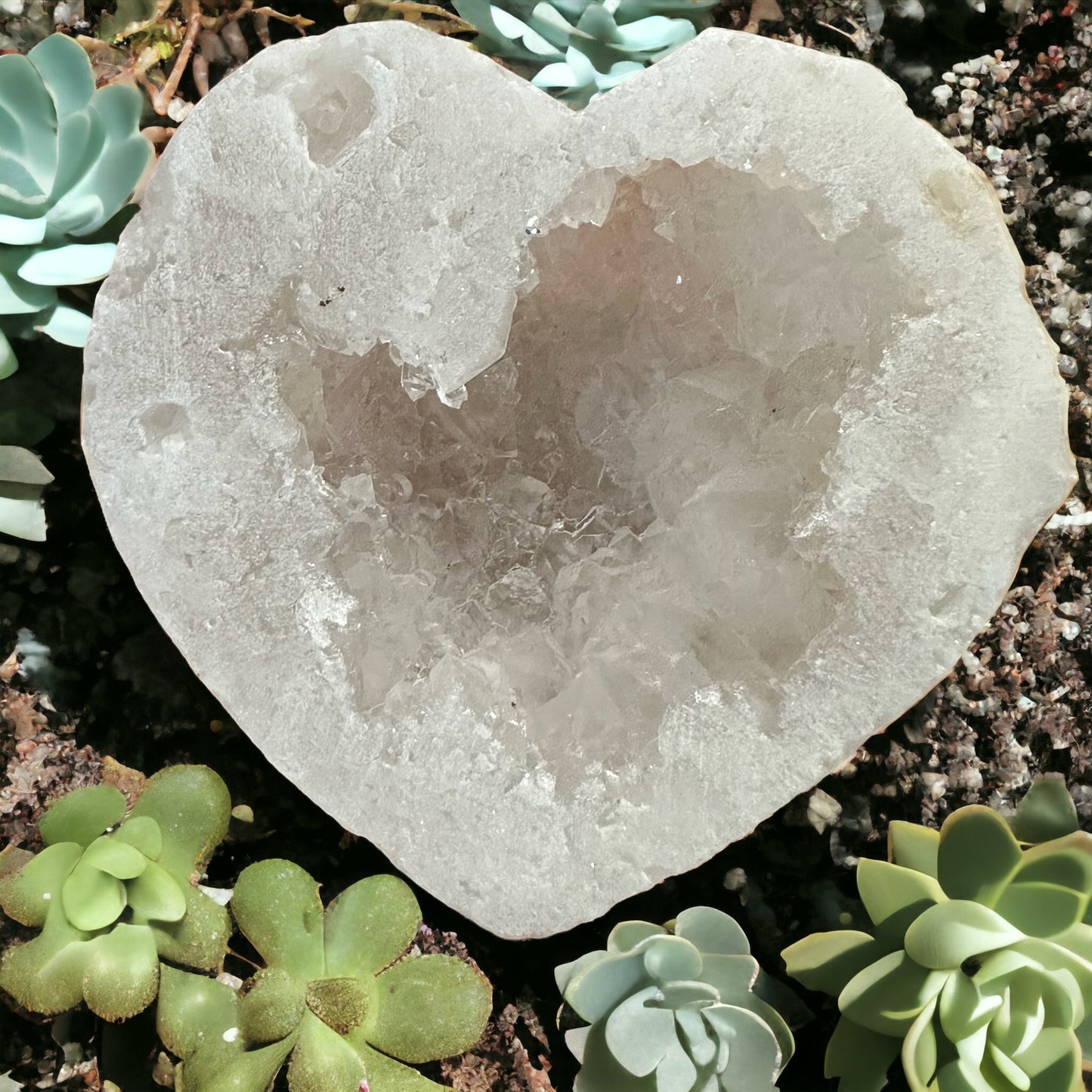 White geode crystal heart