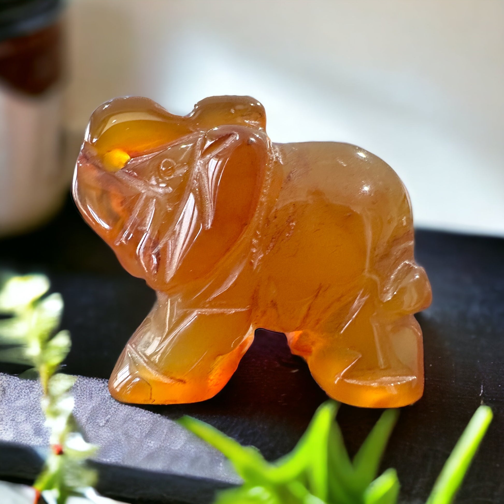 Elephant crystal carving