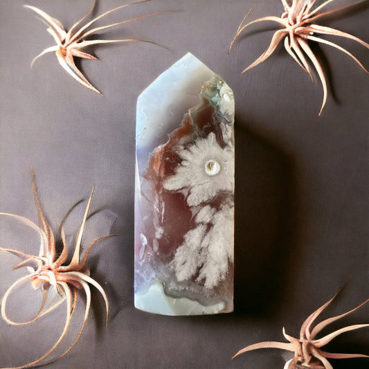 Flower agate crystal tower (perfectly imperfect)