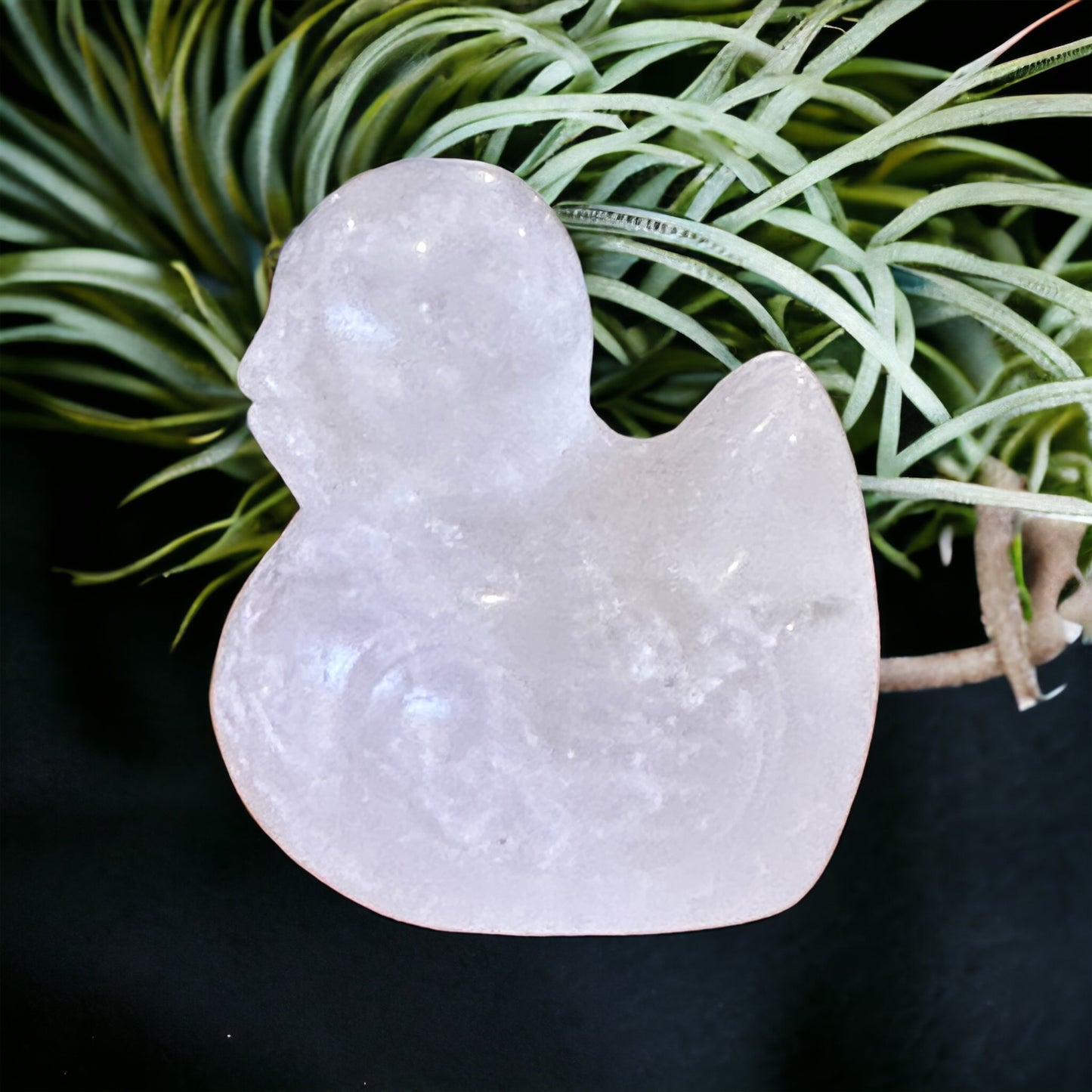 Clear quartz crystal duck carving (perfectly imperfect)