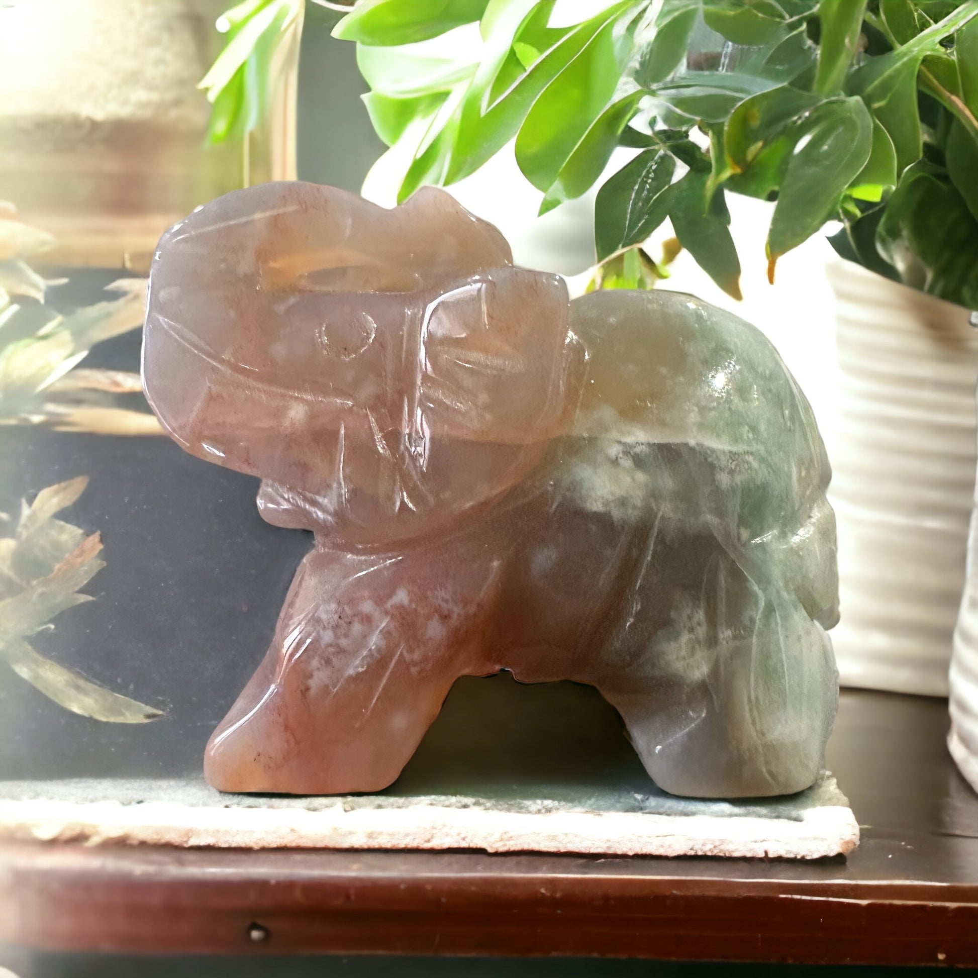 Elephant crystal carving