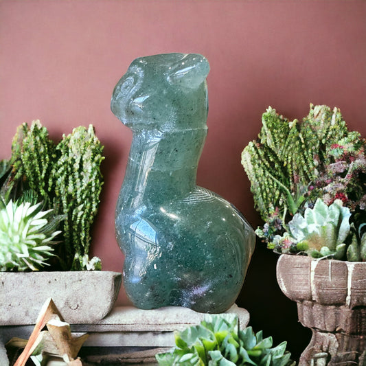 Chunky green alpaca crystal carving (perfectly imperfect)