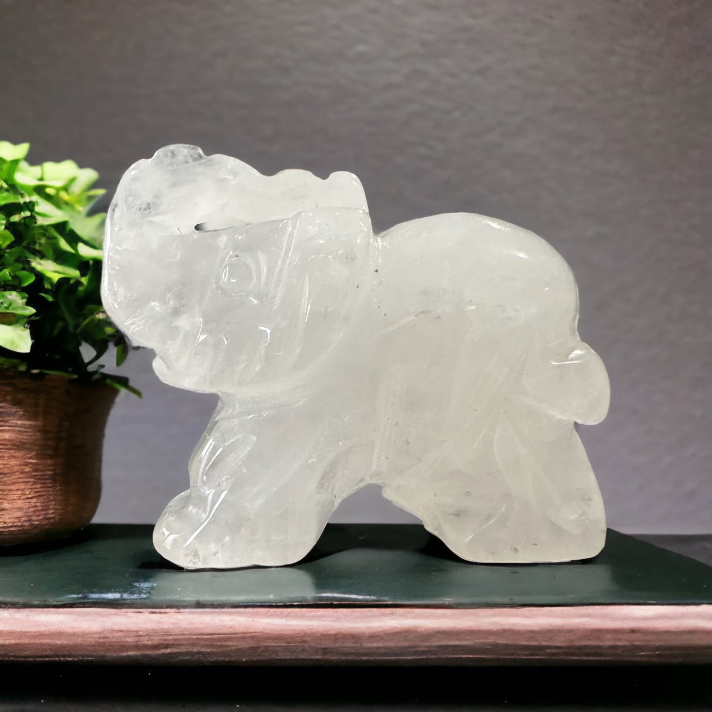 Elephant crystal carving