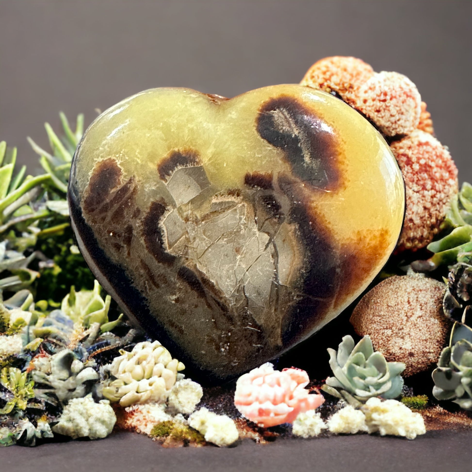 Septarian crystal heart