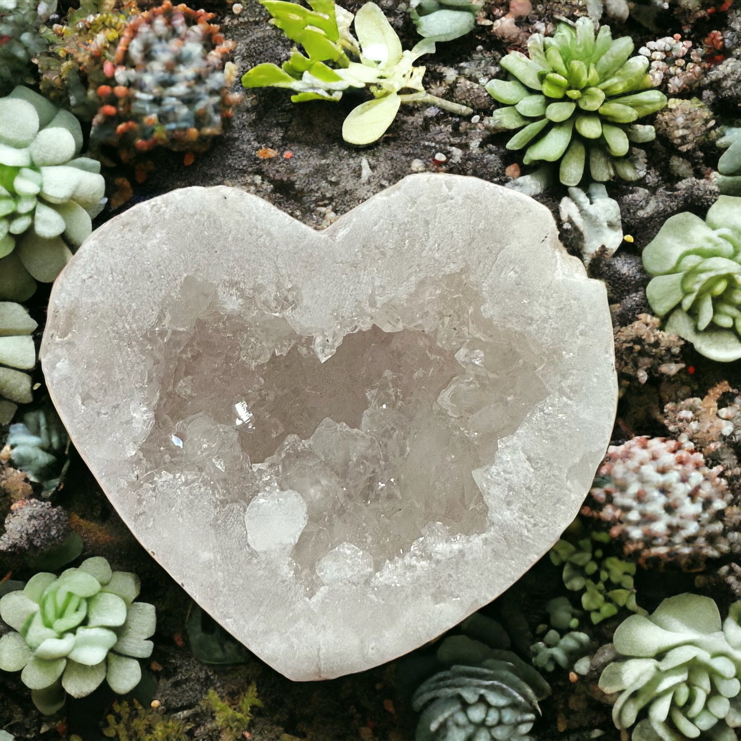 White geode crystal heart