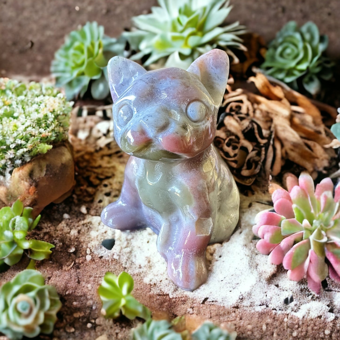 Ocean Jasper crystal French bulldog (perfectly imperfect)