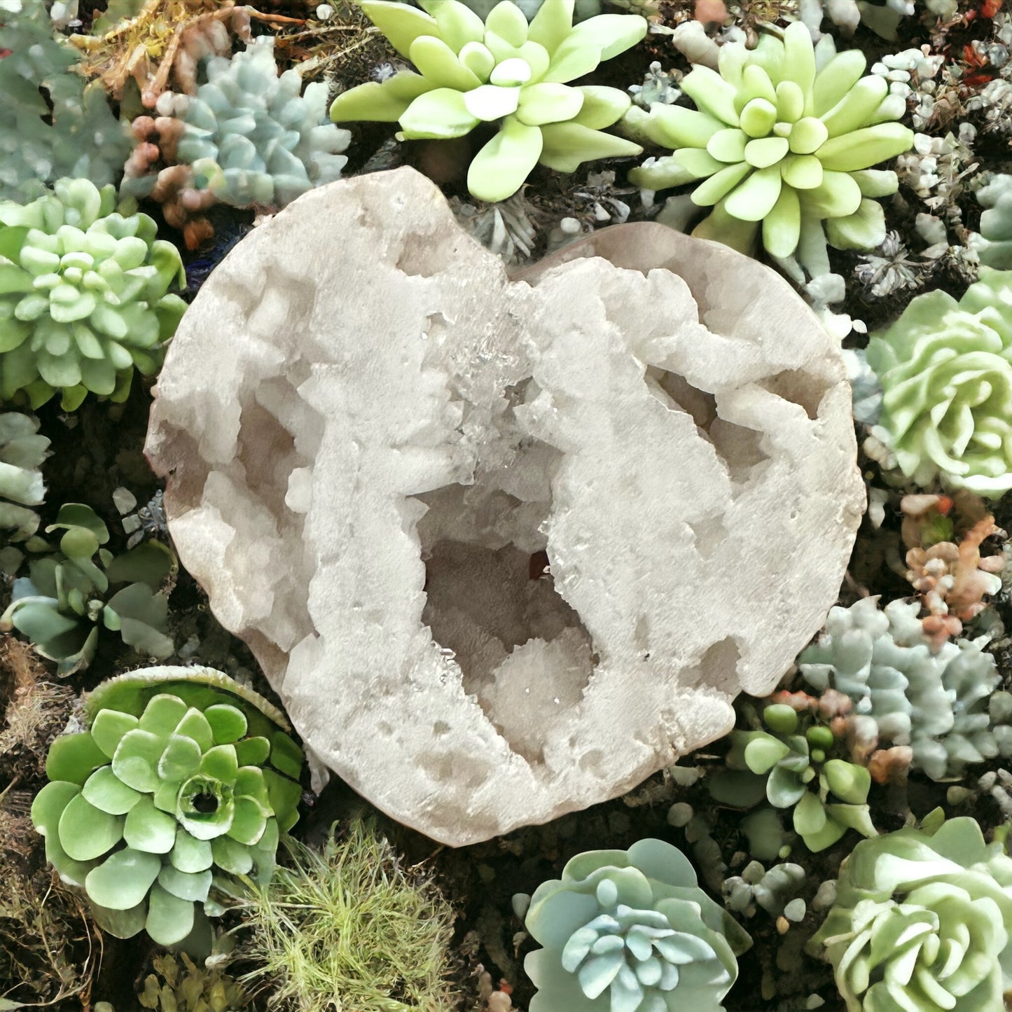 White geode crystal heart