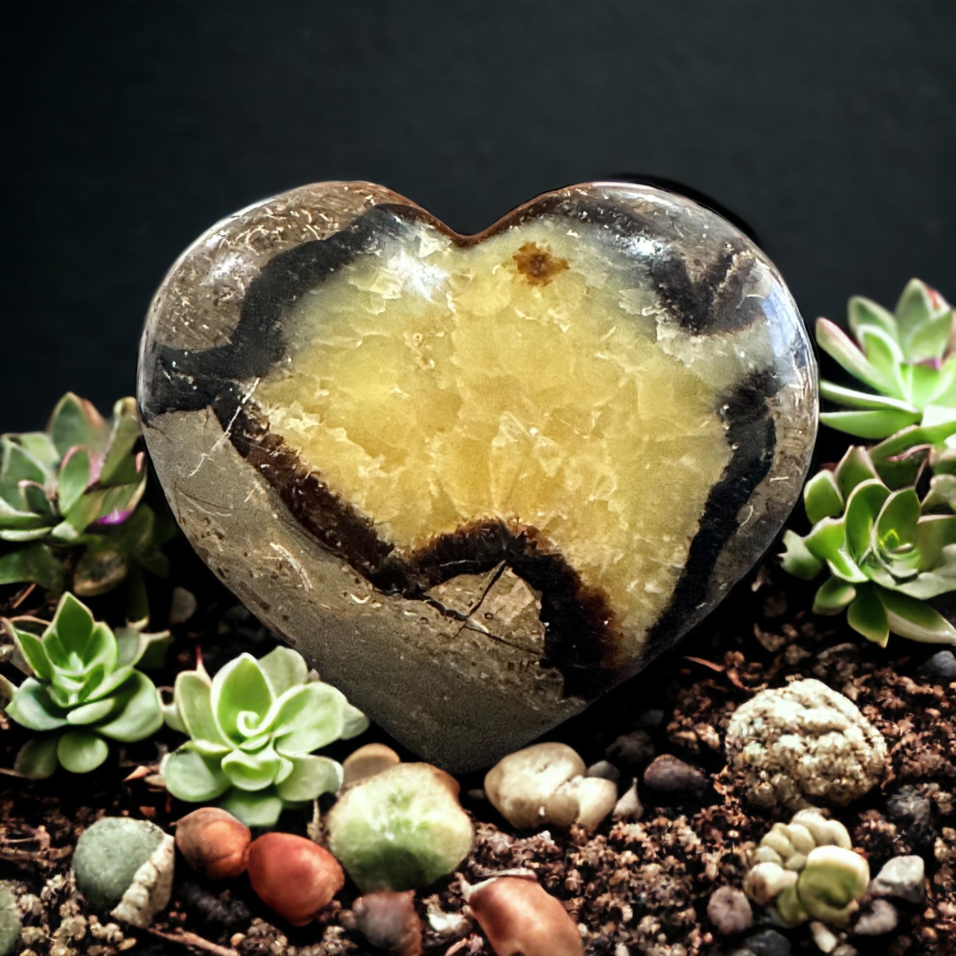 Septarian crystal heart