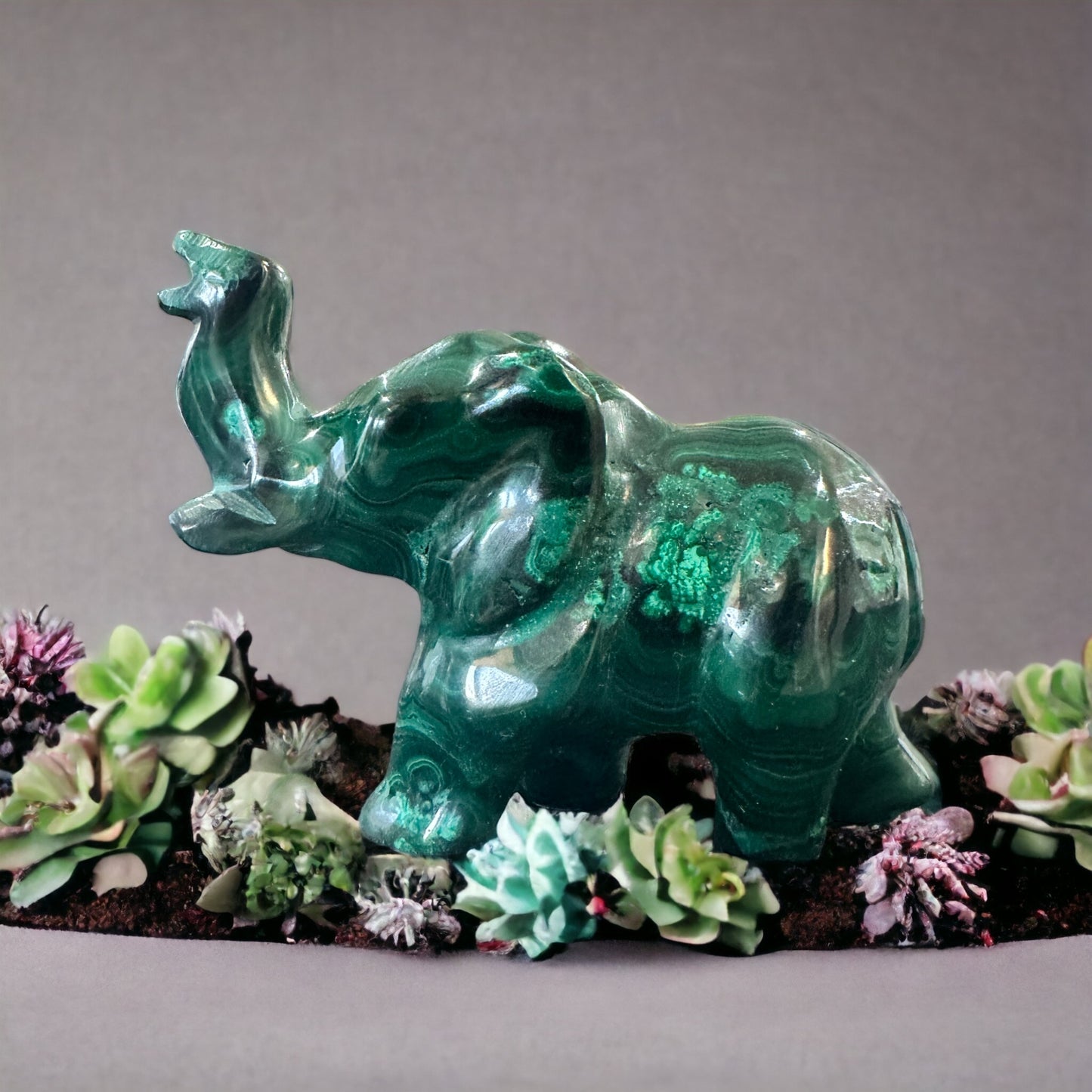 Malachite crystal elephant