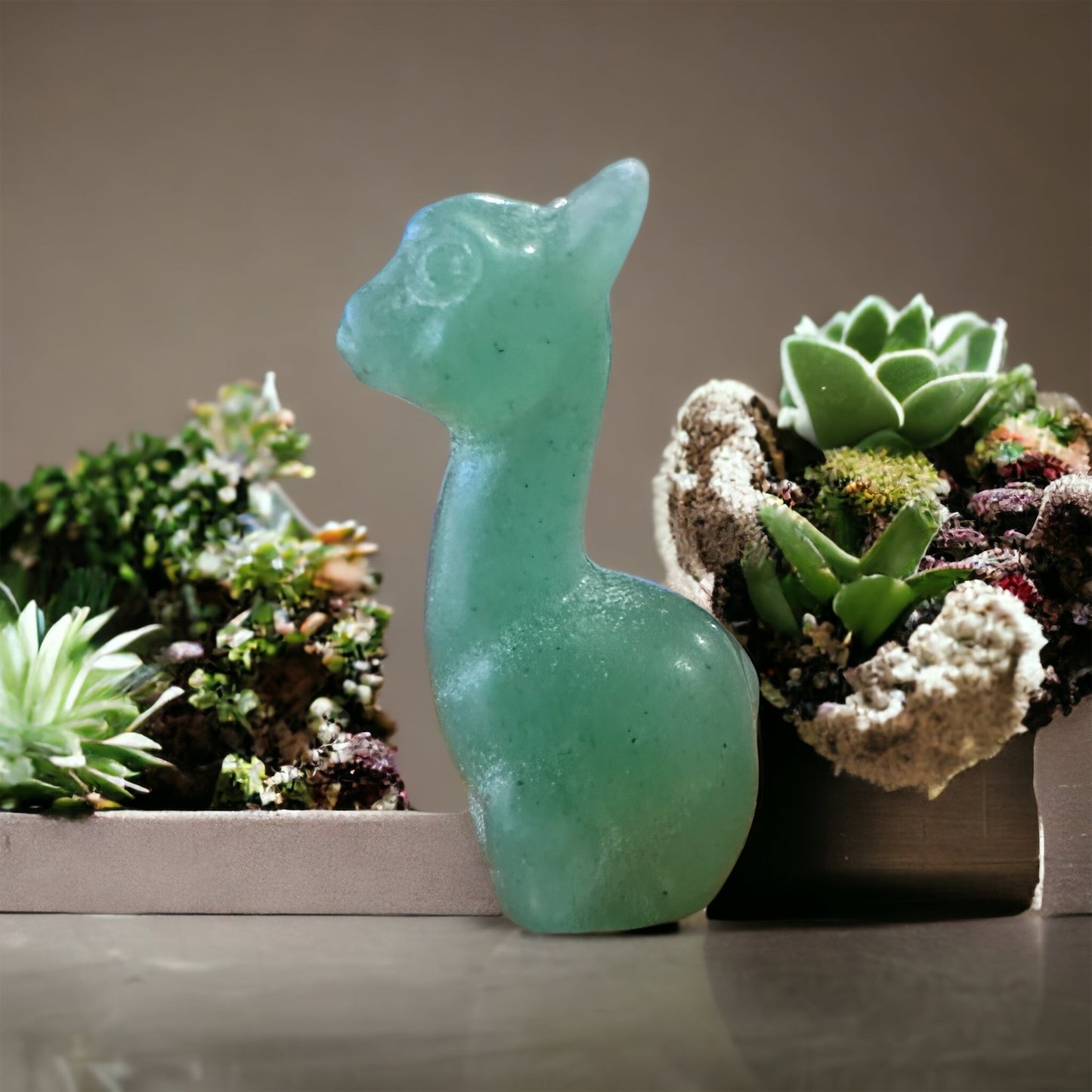 Green aventurine alpaca crystal carving (perfectly imperfect)