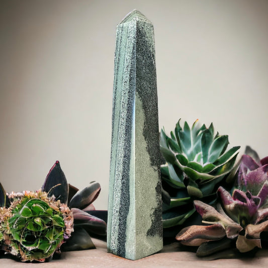 Green hair jasper crystal tower