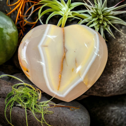 Agate crystal heart