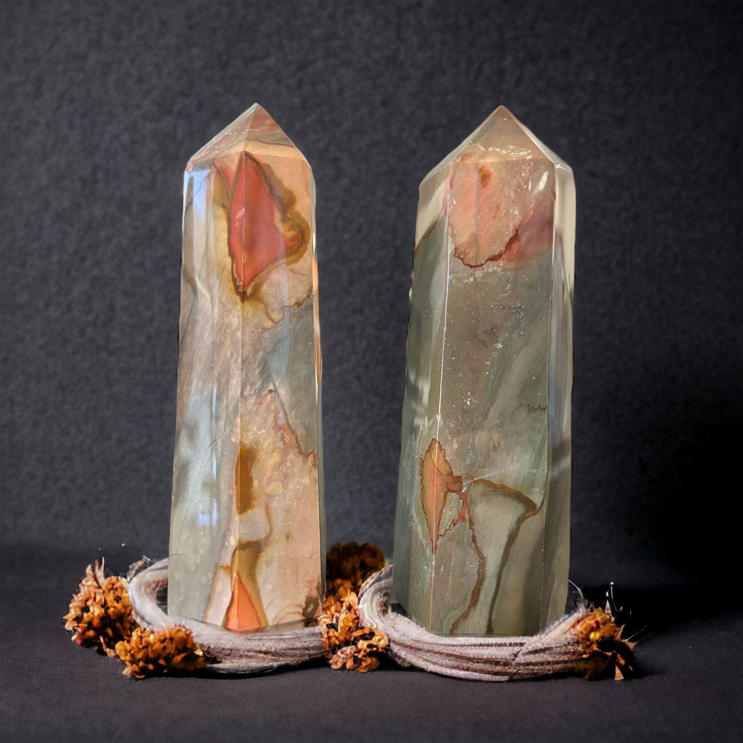 Polychrome jasper crystal tower