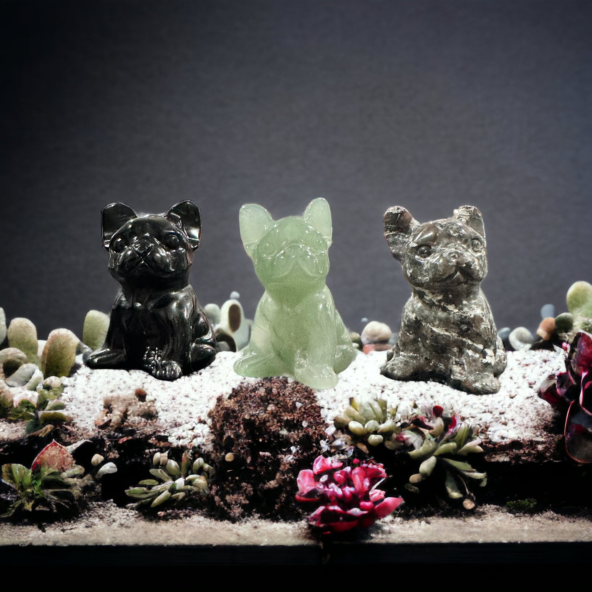 French bulldog crystal carving