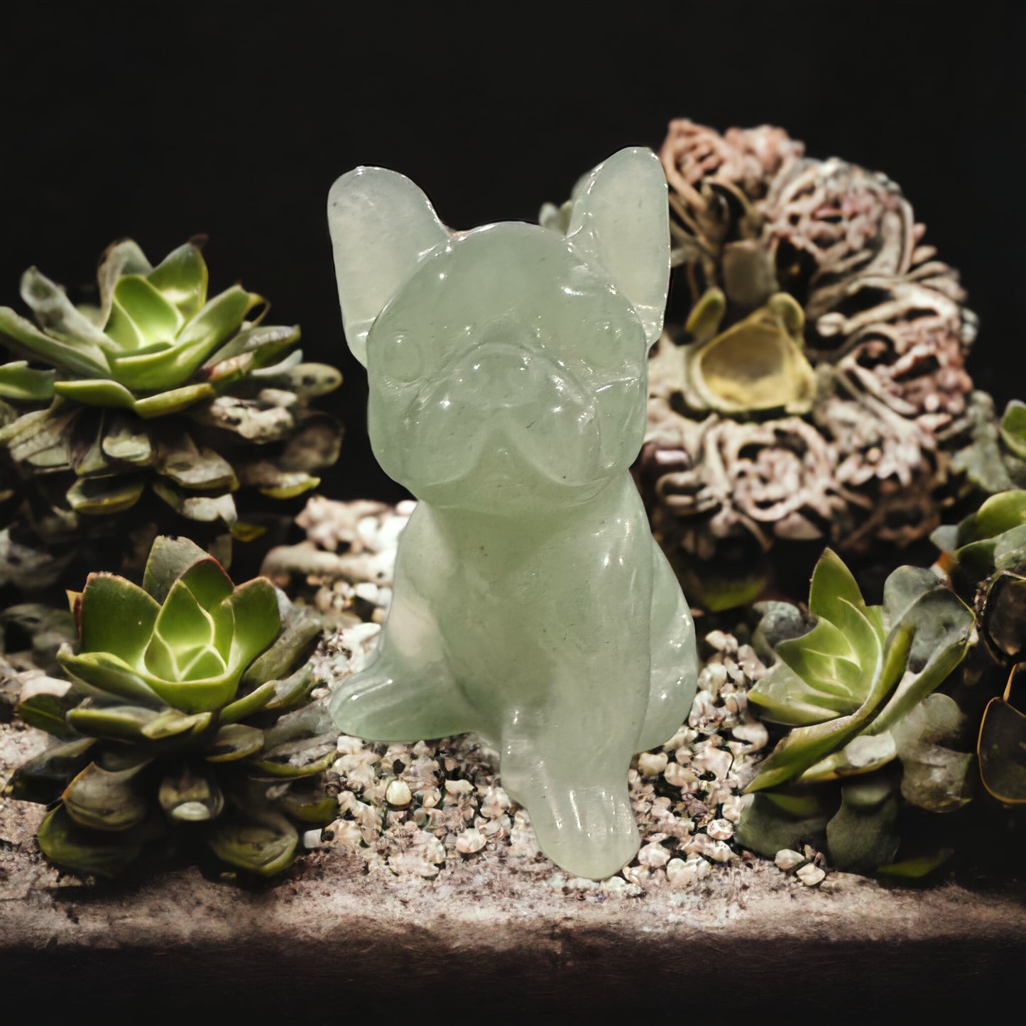 French bulldog crystal carving