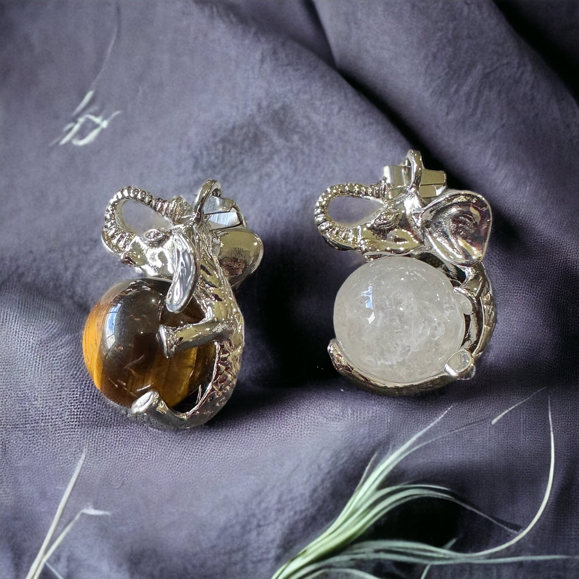 Elephant and crystal sphere pendant