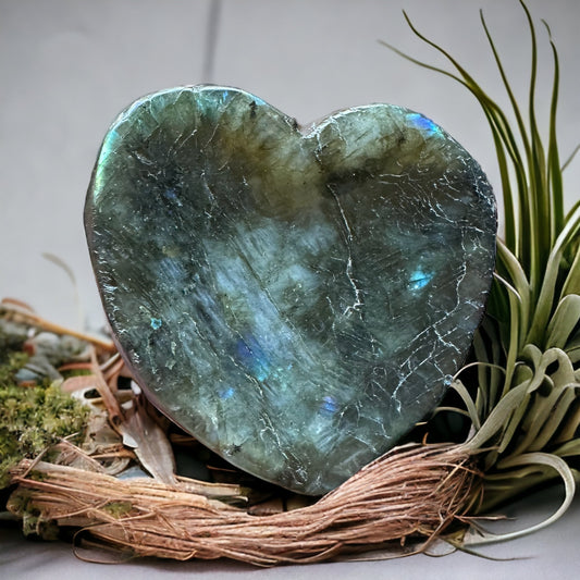 Labradorite crystal heart bowl/trinket dish