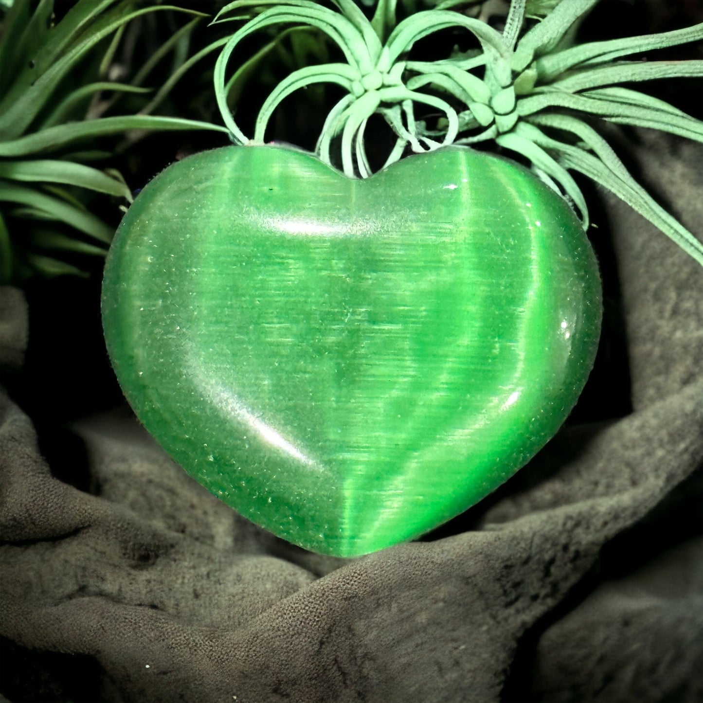 Selenite cats eye heart crystal