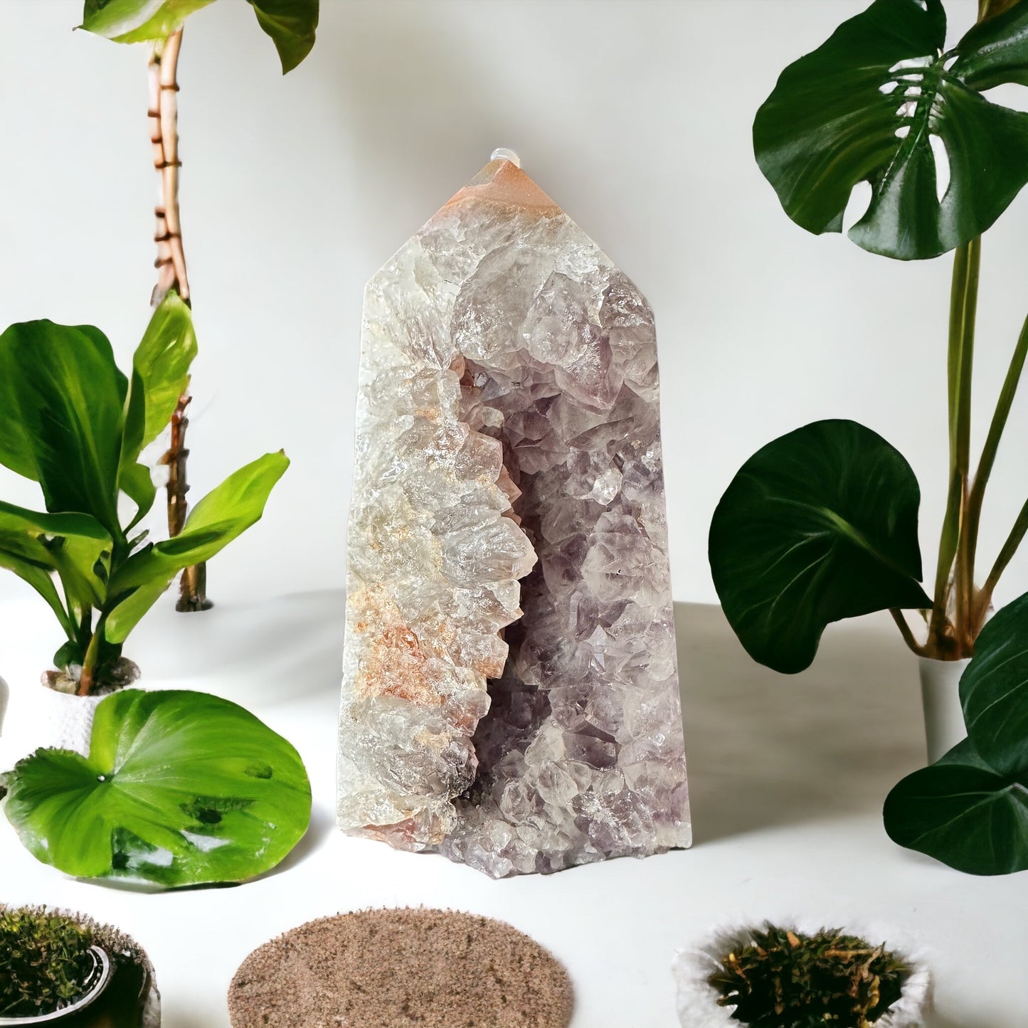 Amethyst flower agate crystal tower