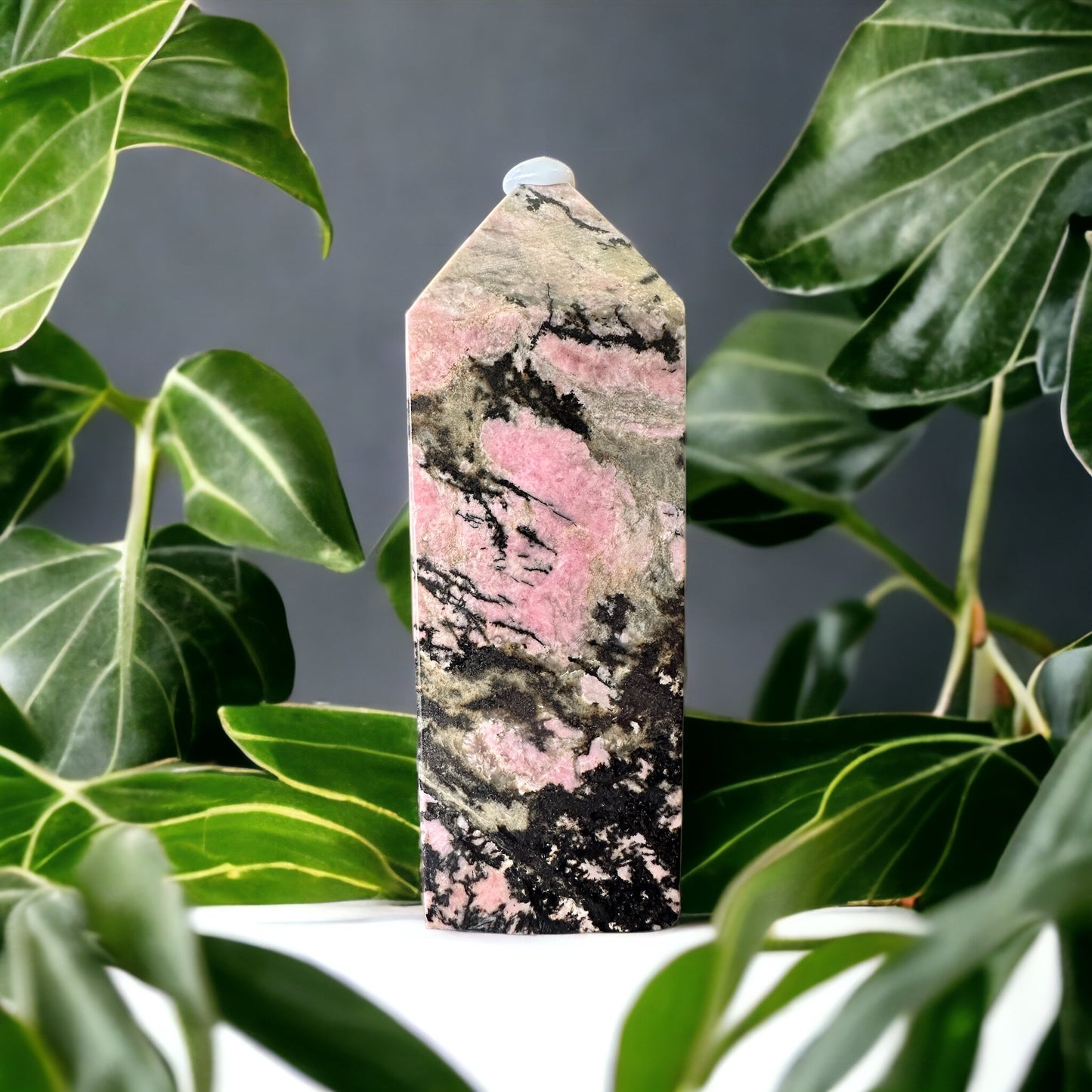 Rhodonite crystal tower