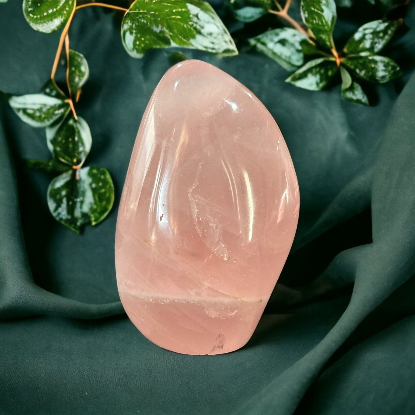 Rose quartz crystal freeform