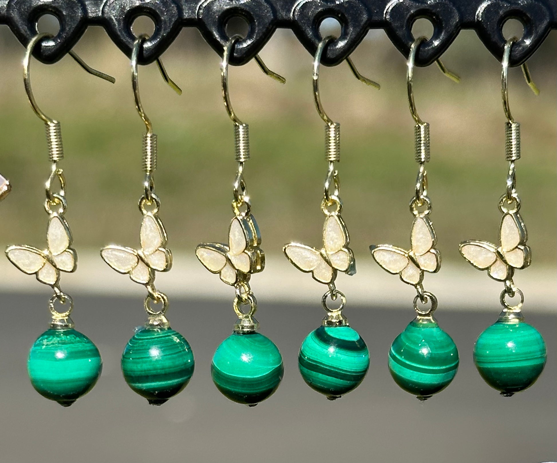 Malachite crystal earrings