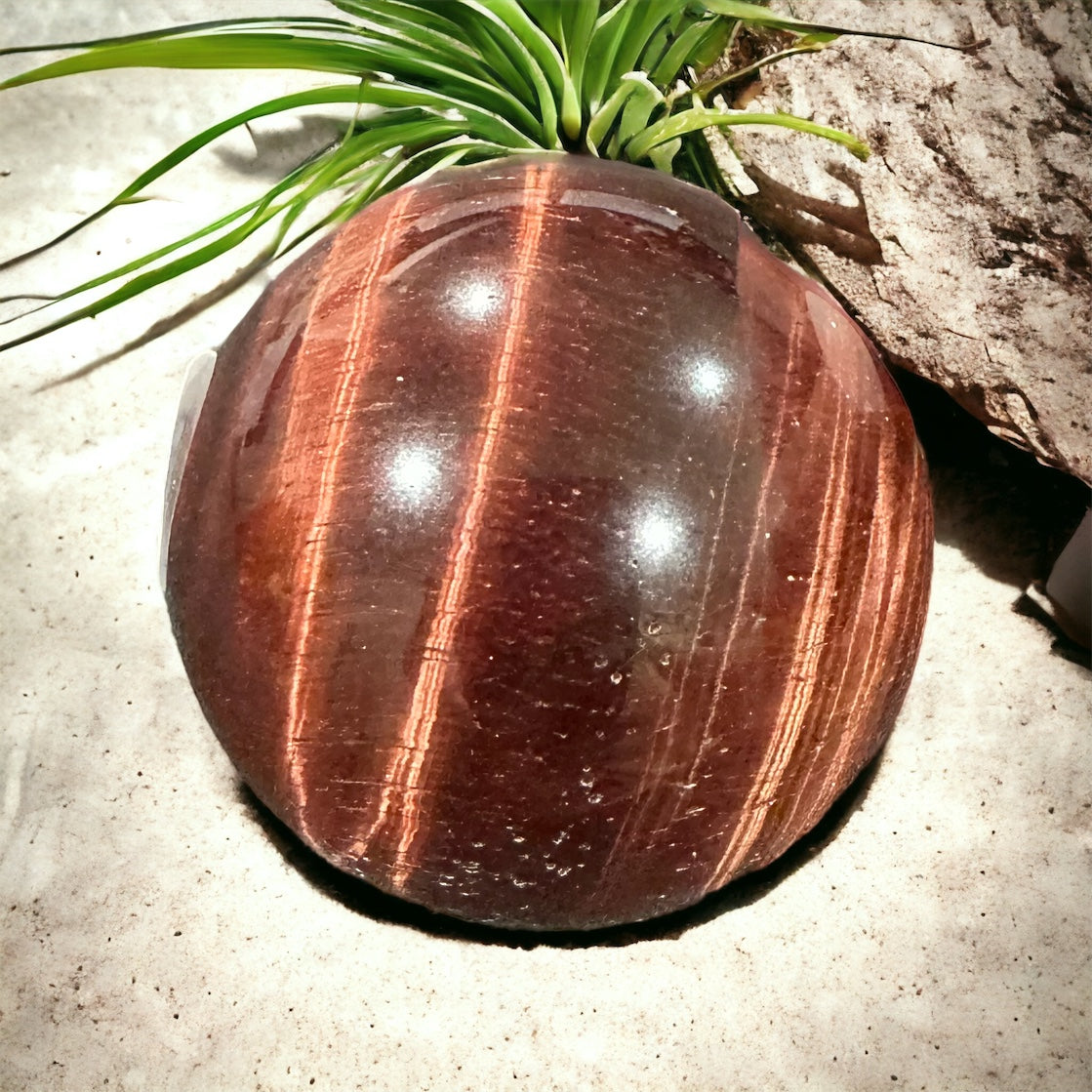 Red tiger eye sphere crystal