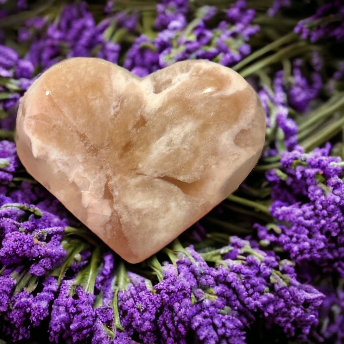 Flower agate crystal heart