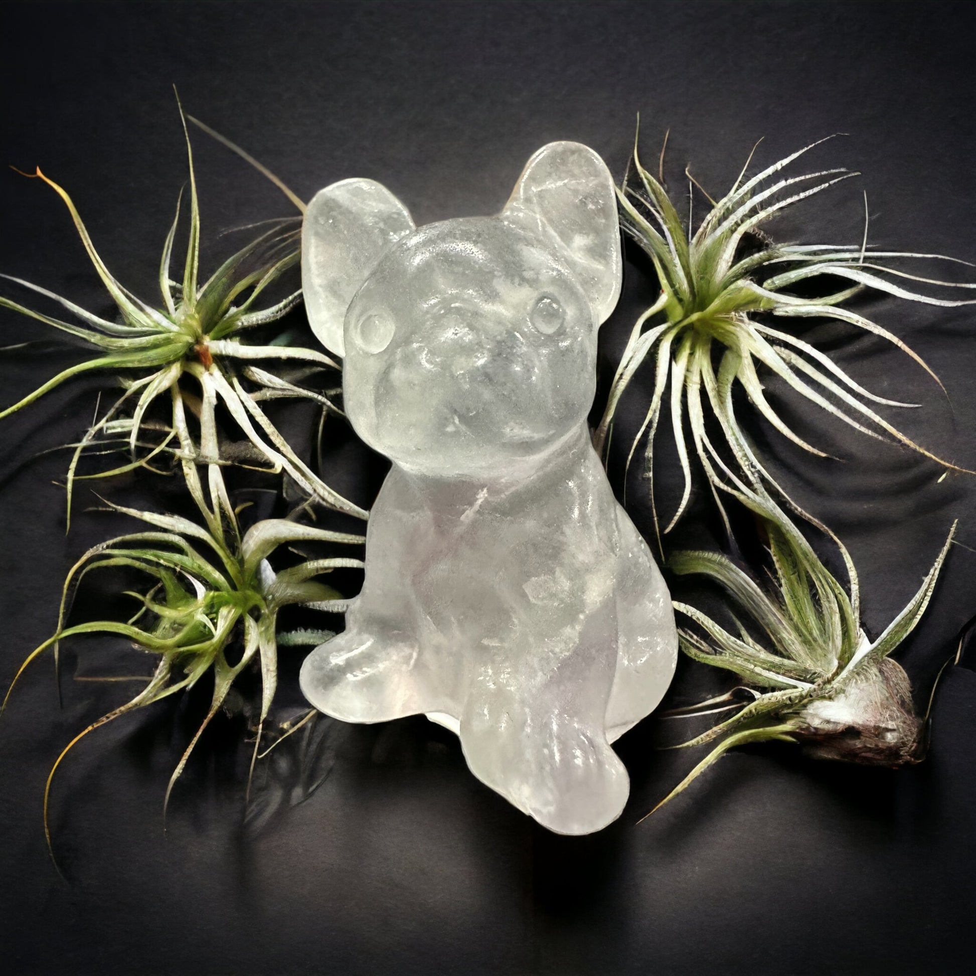 Crystal French bulldog carving