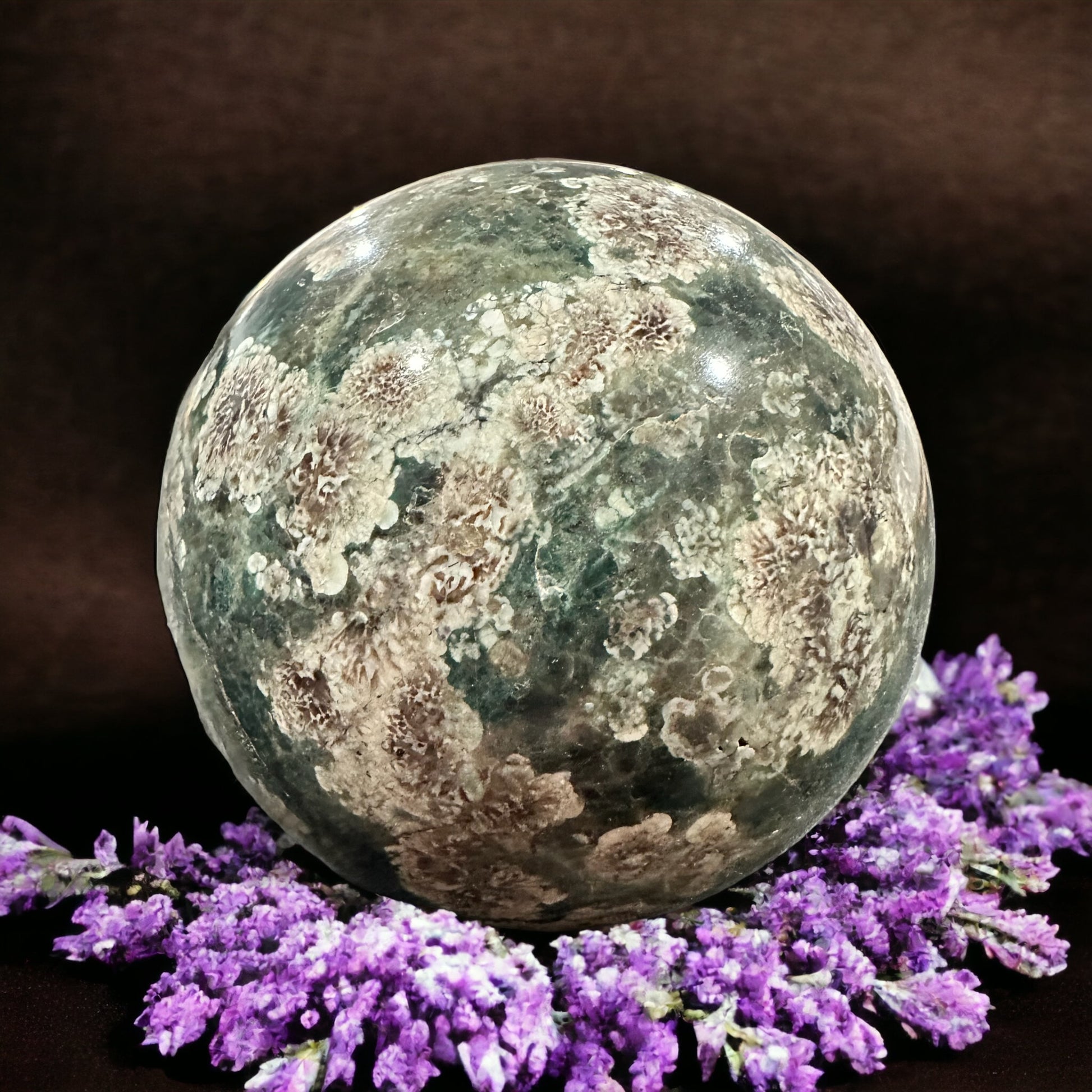 Russian flower jasper sphere crystal