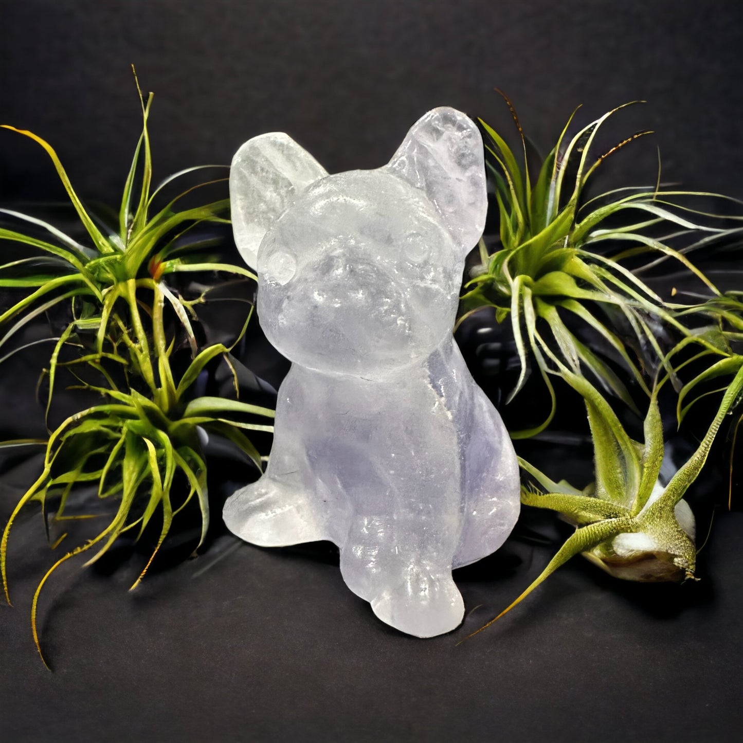 Crystal French bulldog carving