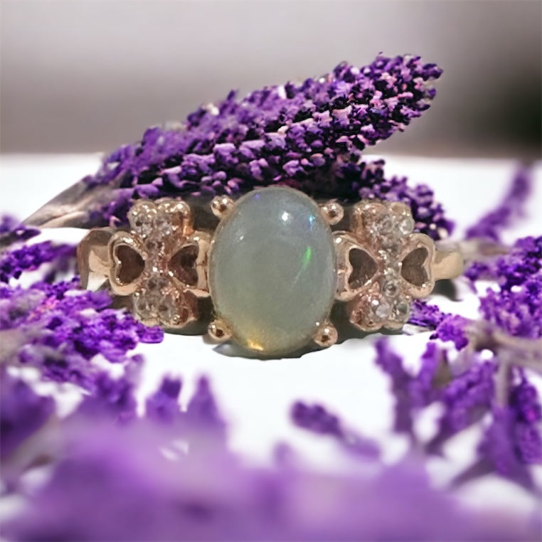 Mexican opal crystal ring