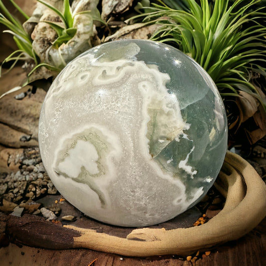 Moss agate sphere crystal