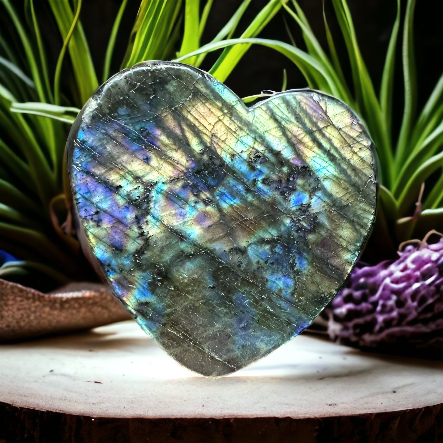 Labradorite crystal heart bowl/trinket dish