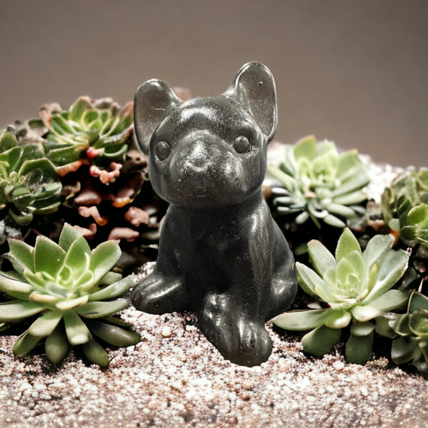 Crystal French bulldog carving