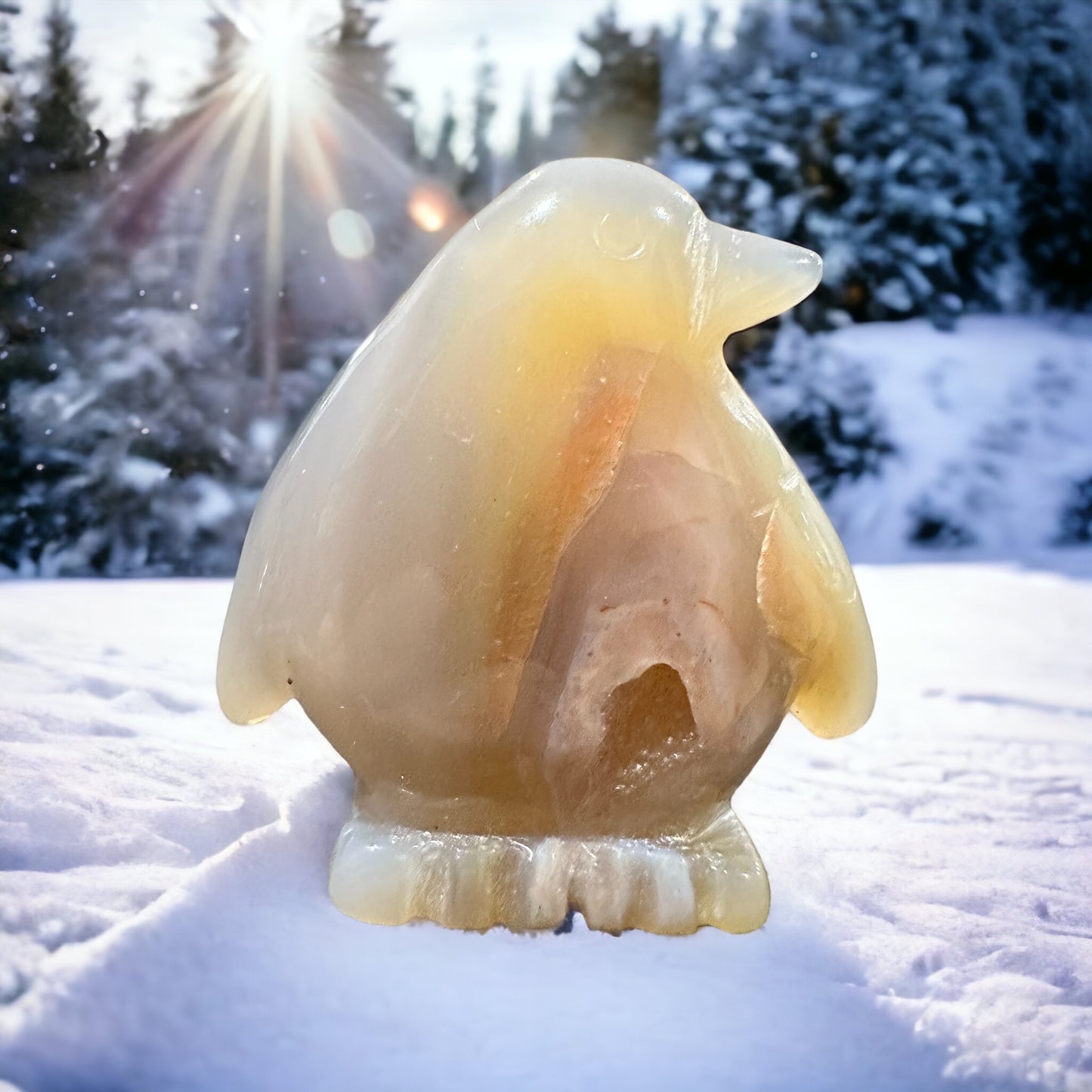 Crystal penguin carving