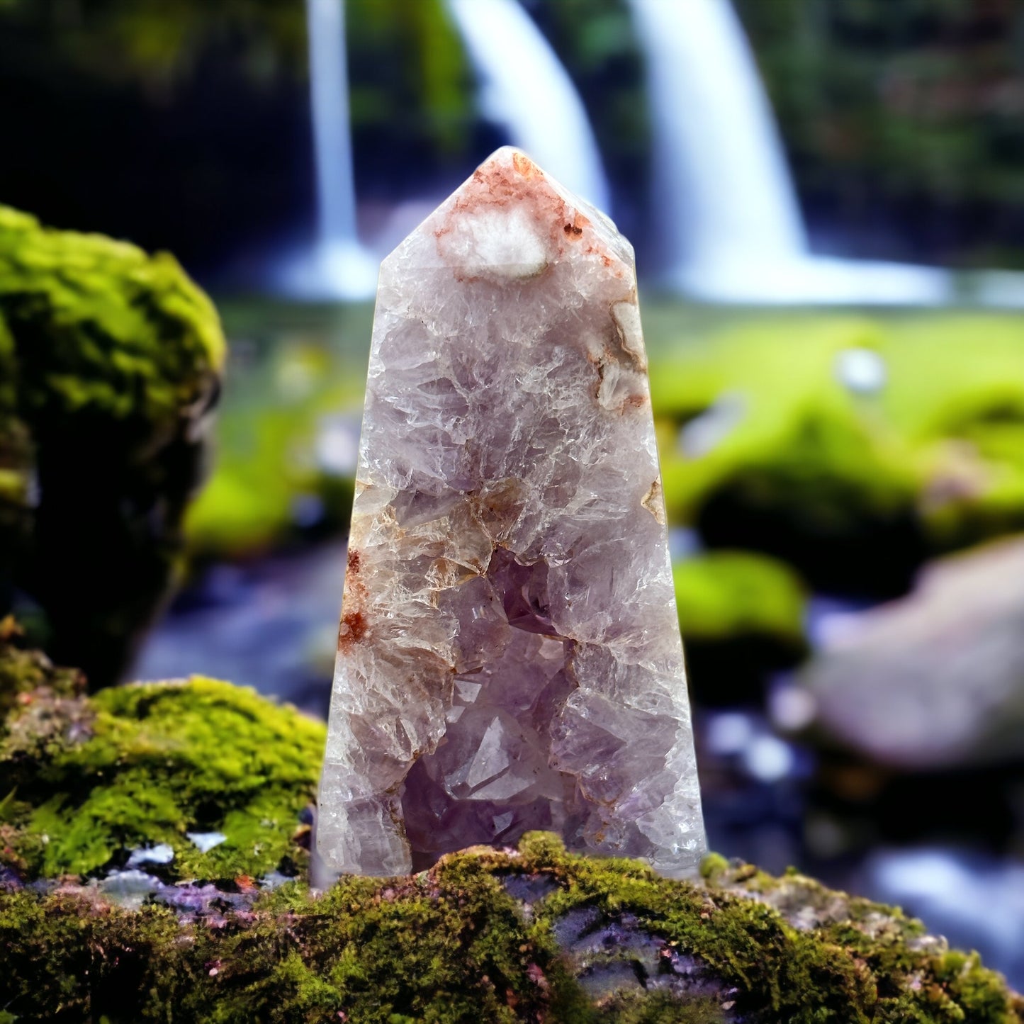 Amethyst flower agate crystal tower