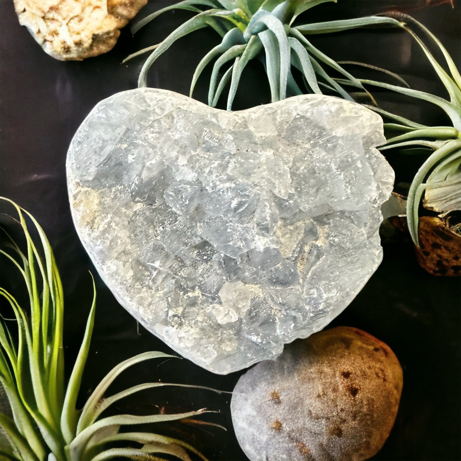 Celestite crystal heart cluster