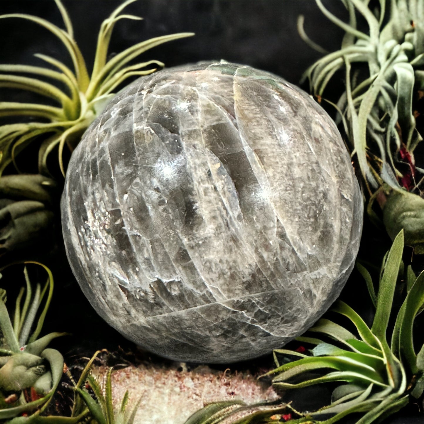 Black moonstone sphere crystal