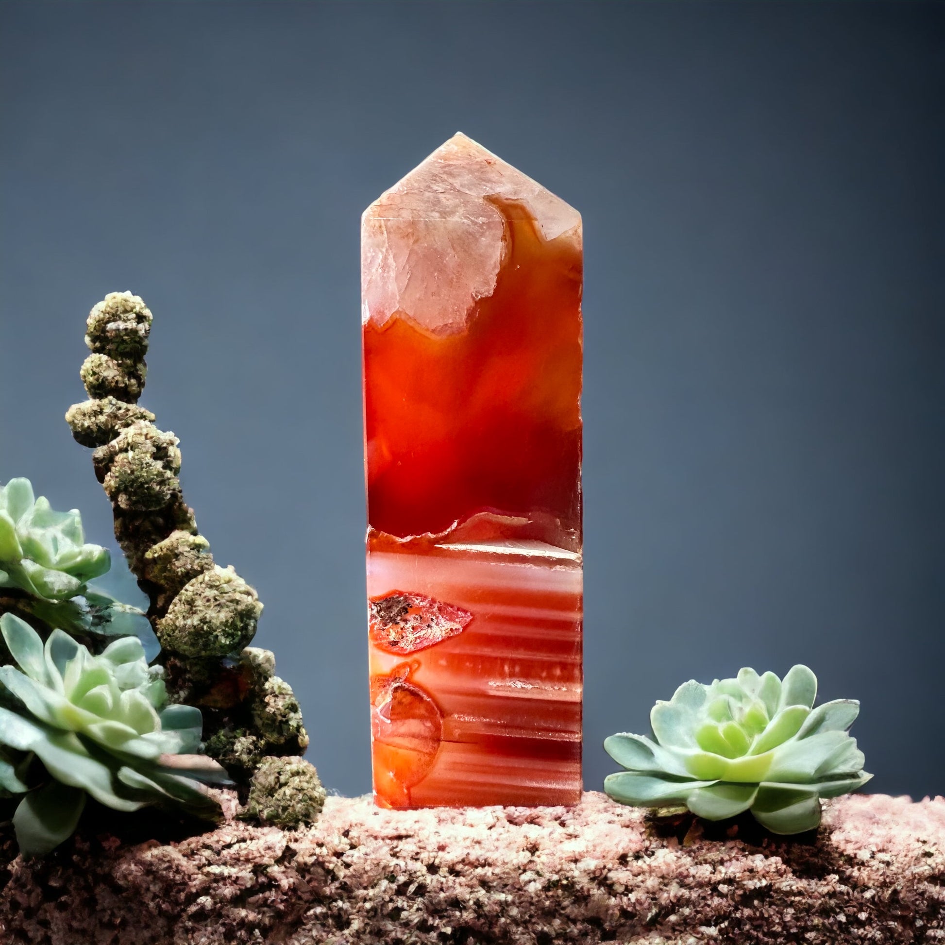 Carnelian flower agate crystal tower