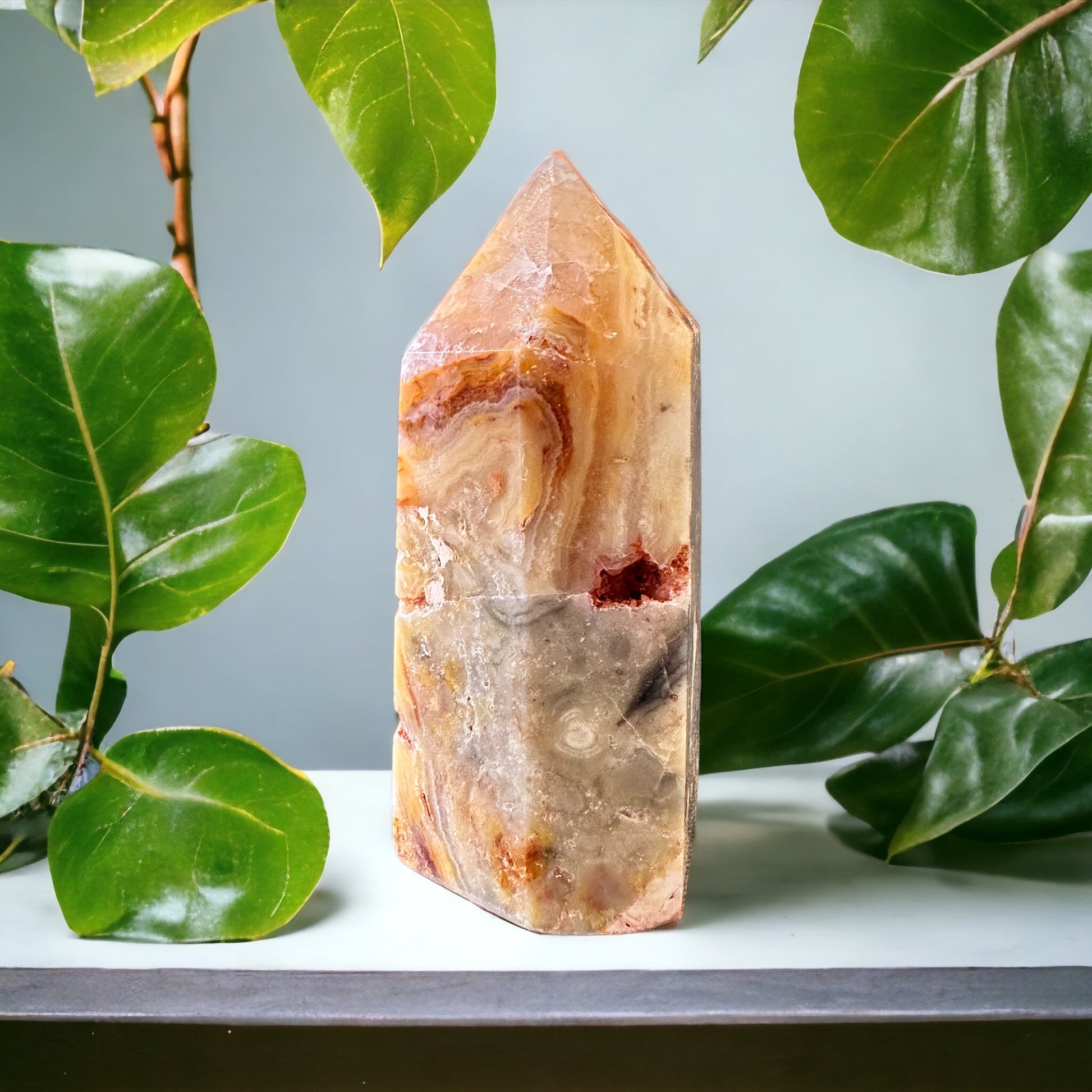 Crazy lace agate crystal tower