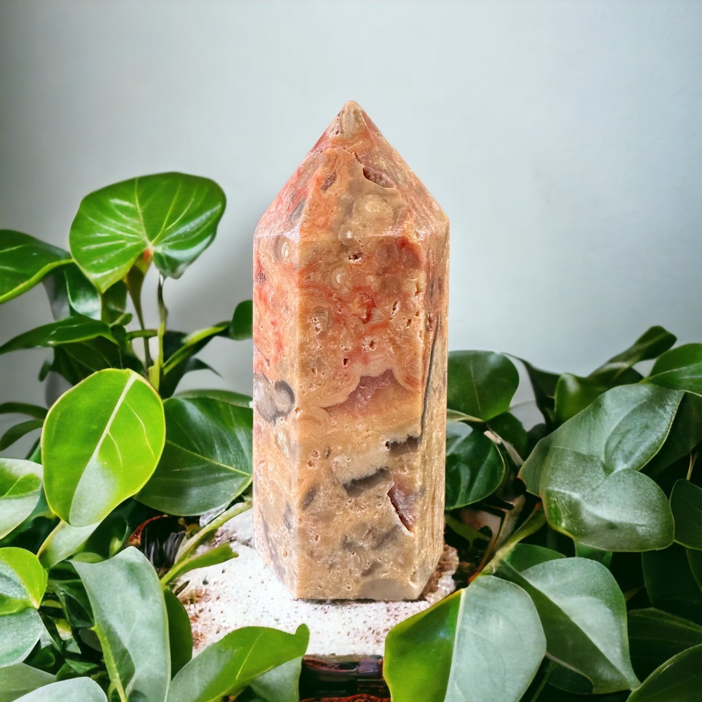 Crazy lace agate crystal tower