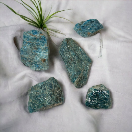 Blue apatite rough crystal