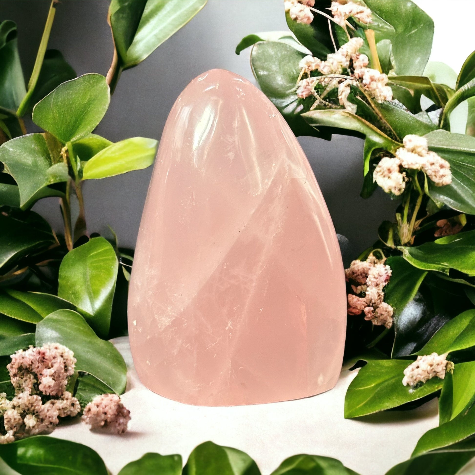 Rose quartz crystal freeform