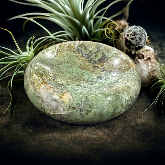 Moss agate crystal bowl/trinket dish