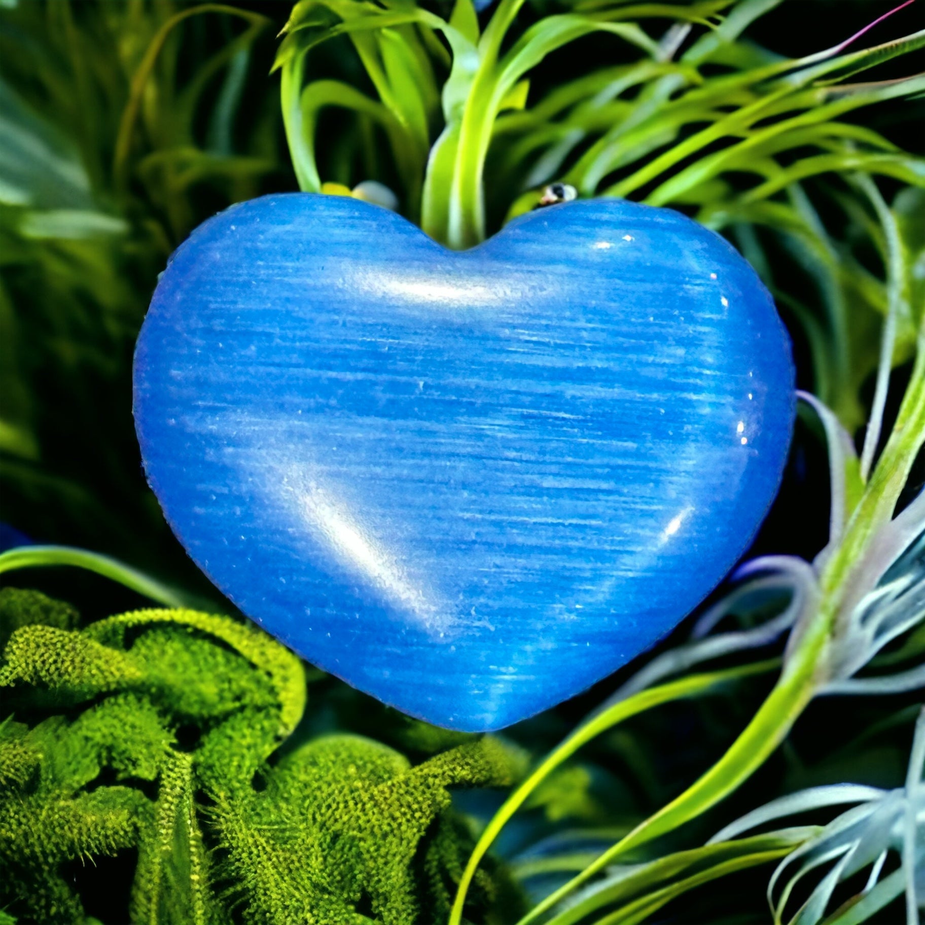 Selenite cats eye heart crystal