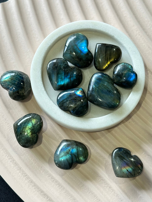 Labradorite crystal heart