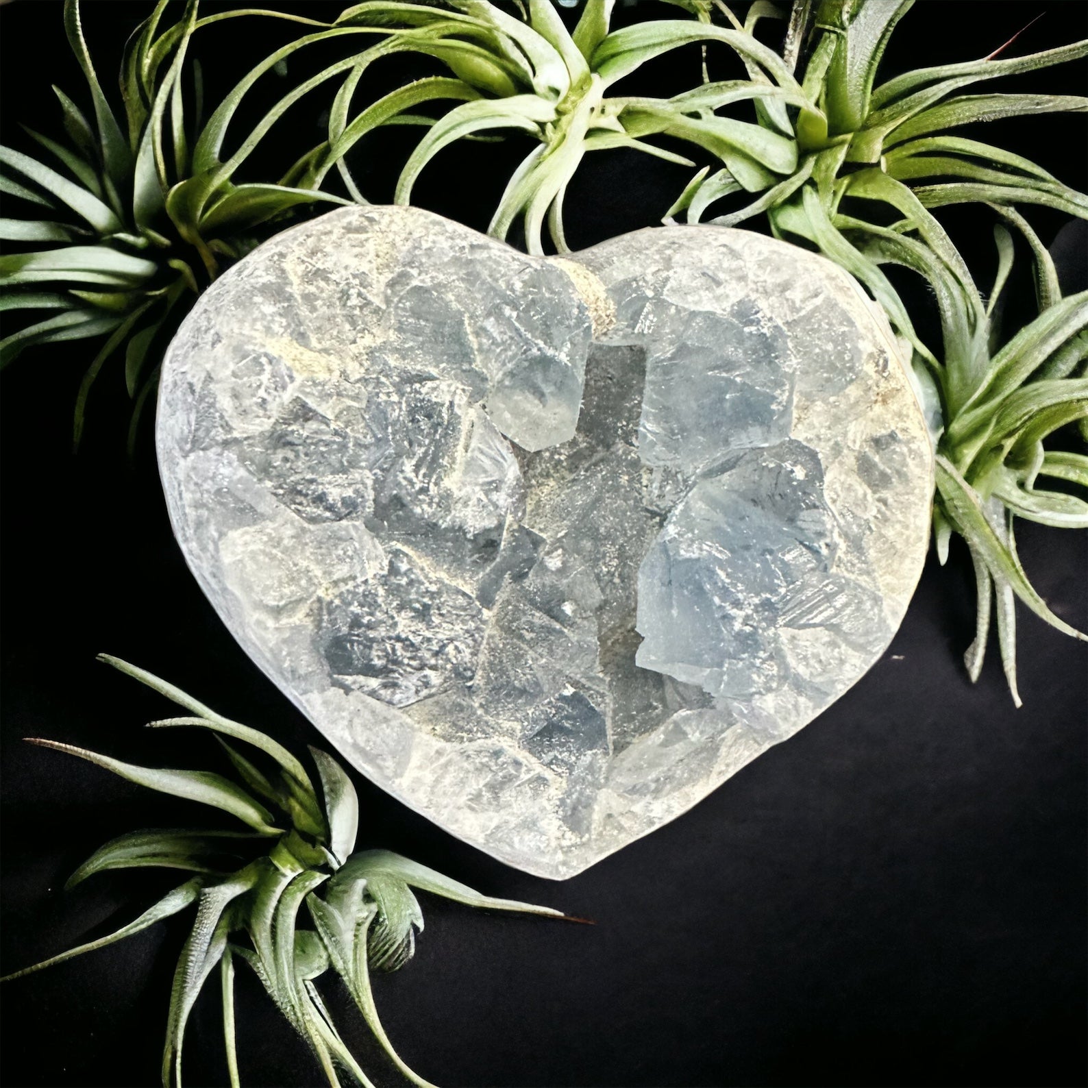 Celestite crystal heart cluster